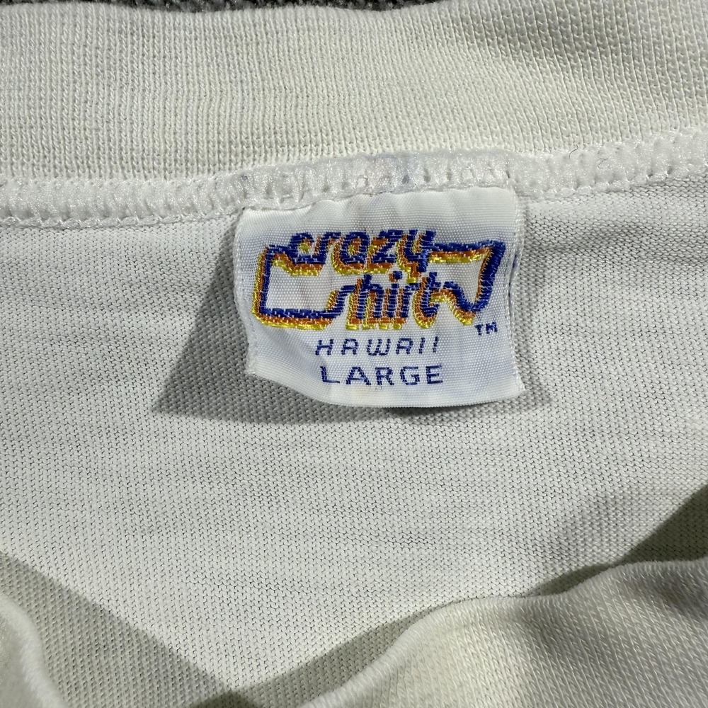 Vintage Crazy Shirts Shirt Mens Large White Huggo's Kailua Bay Hawaii 90s - Picture 7 of 9